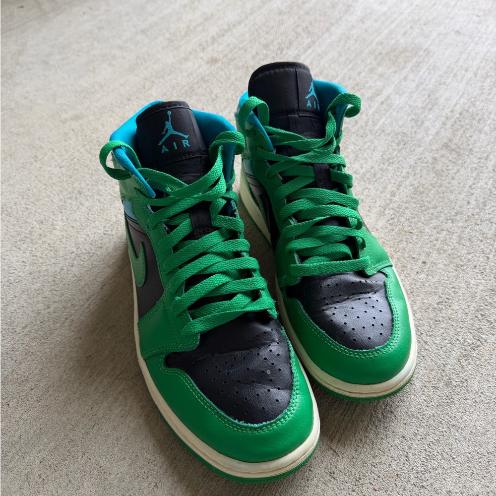 Nike Air Jordan 1 Mid Lucky Green Aquatone Women’s Size 9 Sneakers - Picture 9 of 9